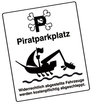 Piratparkplatz Schild